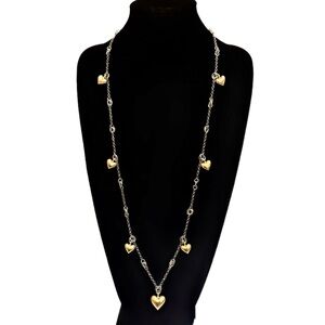 Chico's Two Tone Gold Heart Charm Station Necklace NWT